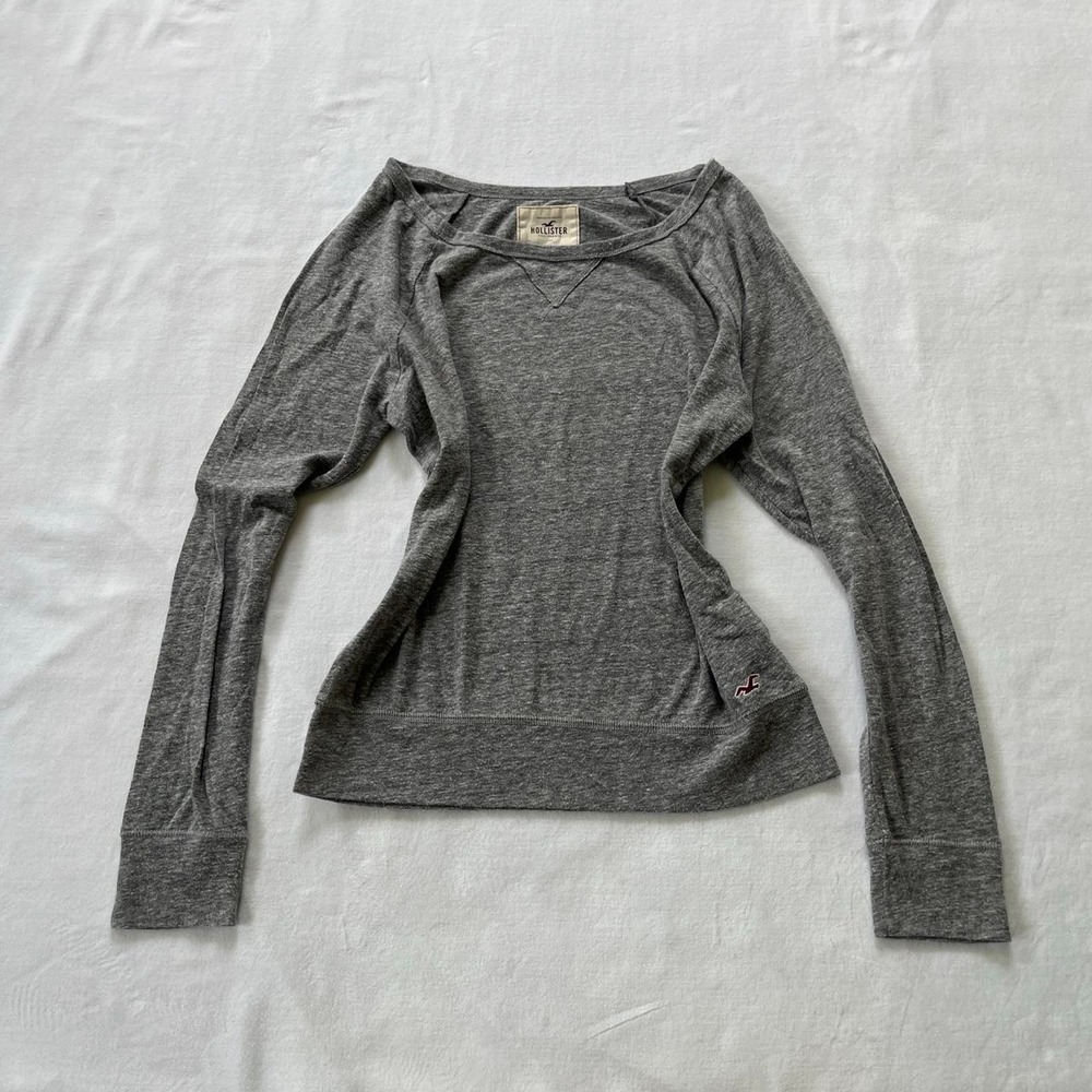 Vintage 2000s Hollister Y2K Logo Tee Women Small Grey Cotton